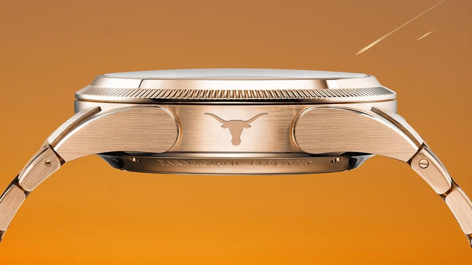 The engraving on the case side of the Parmigiani Fleurier Tonda PF Sport Chronograph Longhorn Limited Edition. 