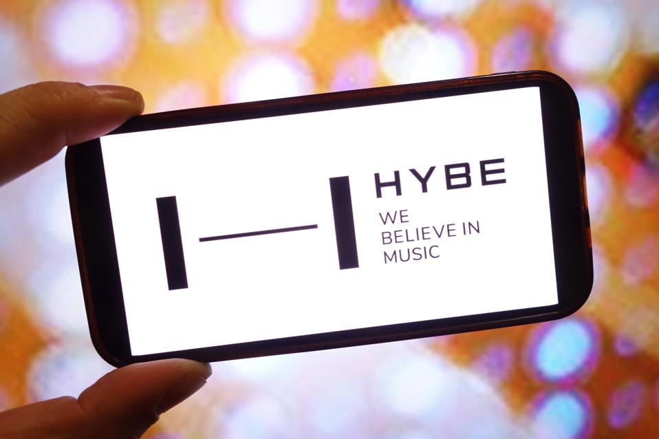 In this photo illustration, the Hybe company logo is seen...