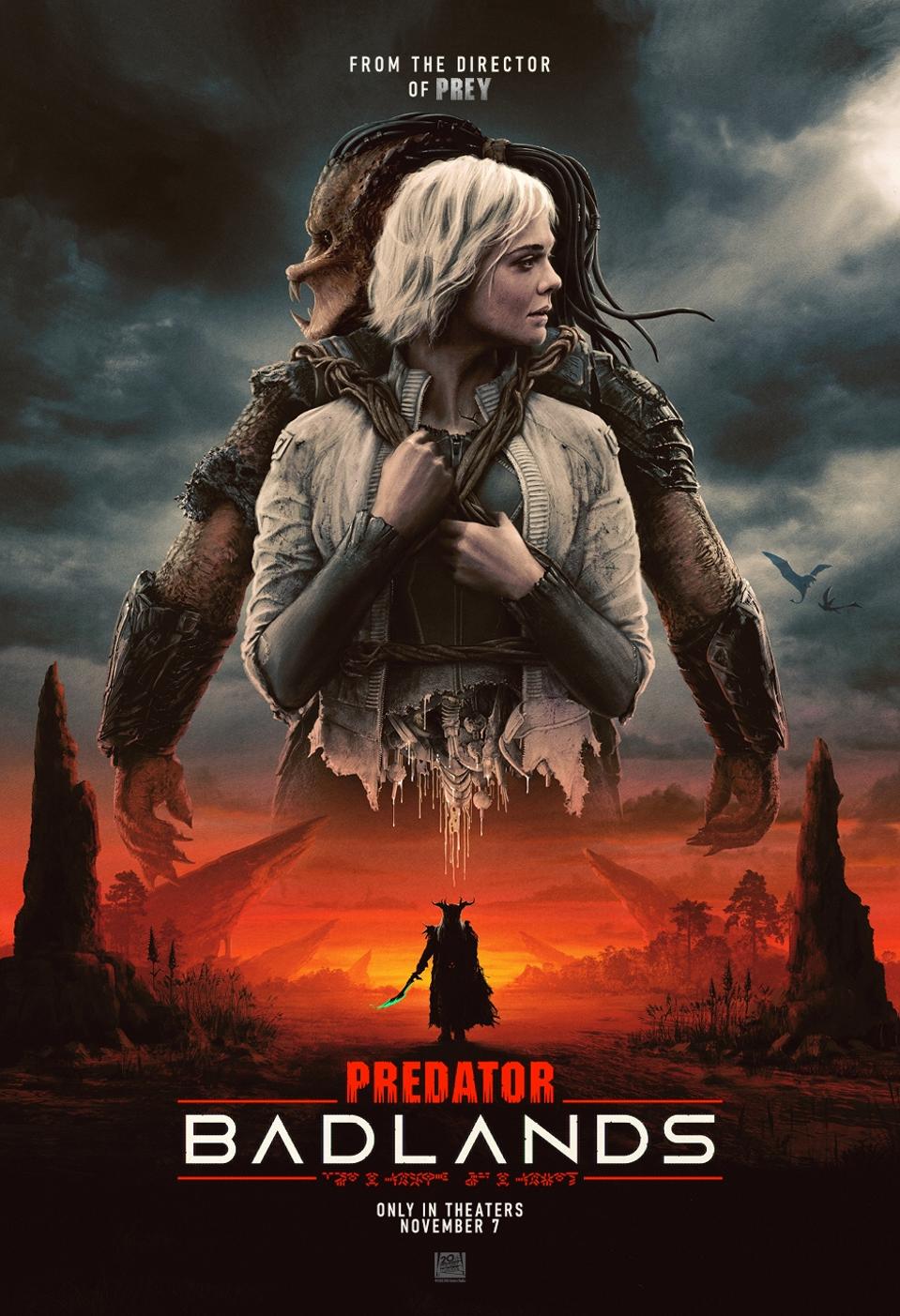 "Predator: Badlands" partial poster featuring Elle Fanning.