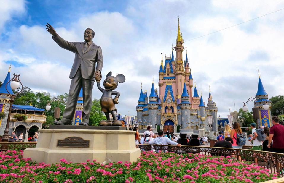 The "Partners" statue of Walt Disney and Mickey Mouse, at Cinderella Castle at the Magic Kingdom, at Walt Disney World, in Lake Buena Vista, Florida, photographed Saturday, June 3, 2023.