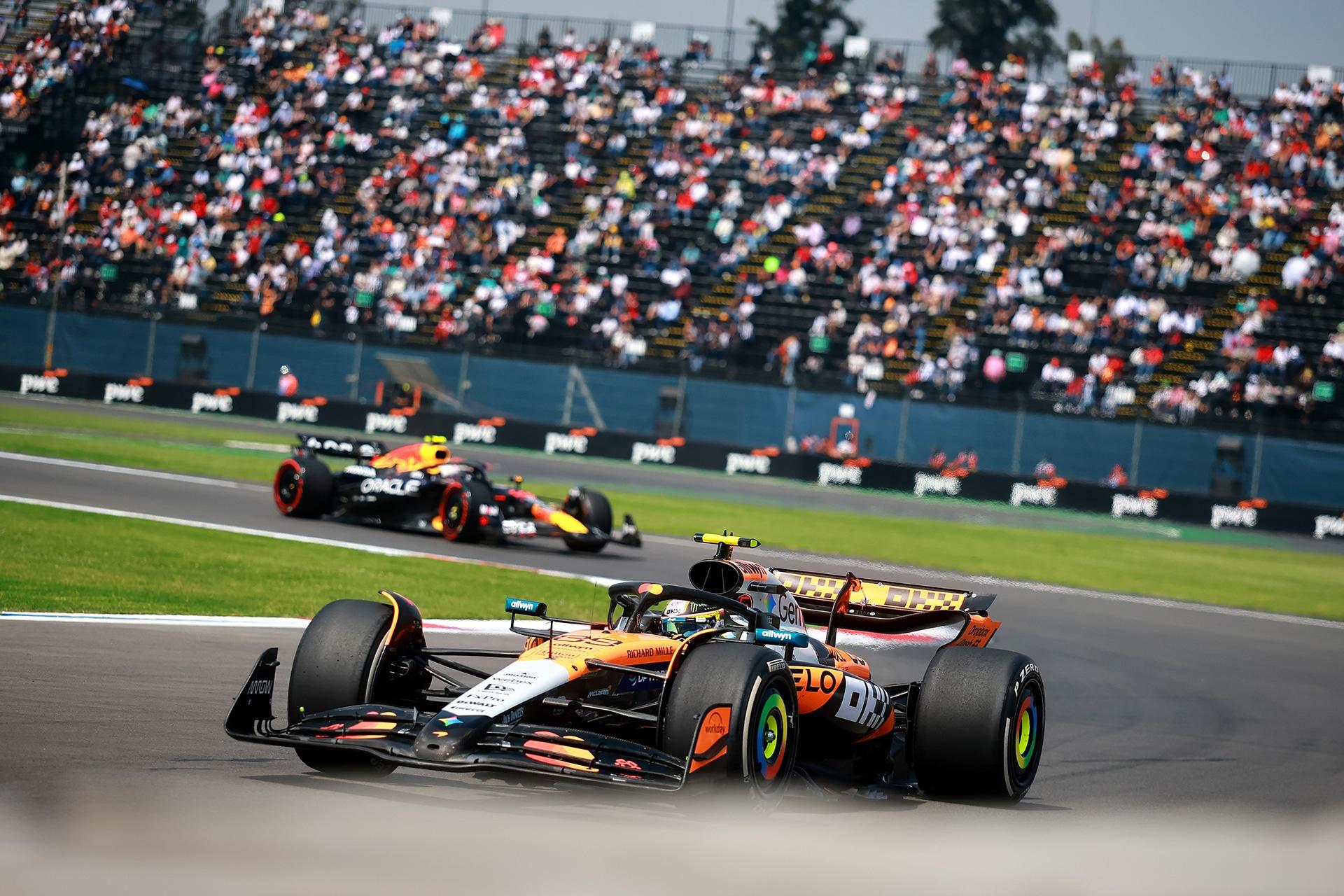 A McLaren Formula 1 car driven by Oscar Piastri.