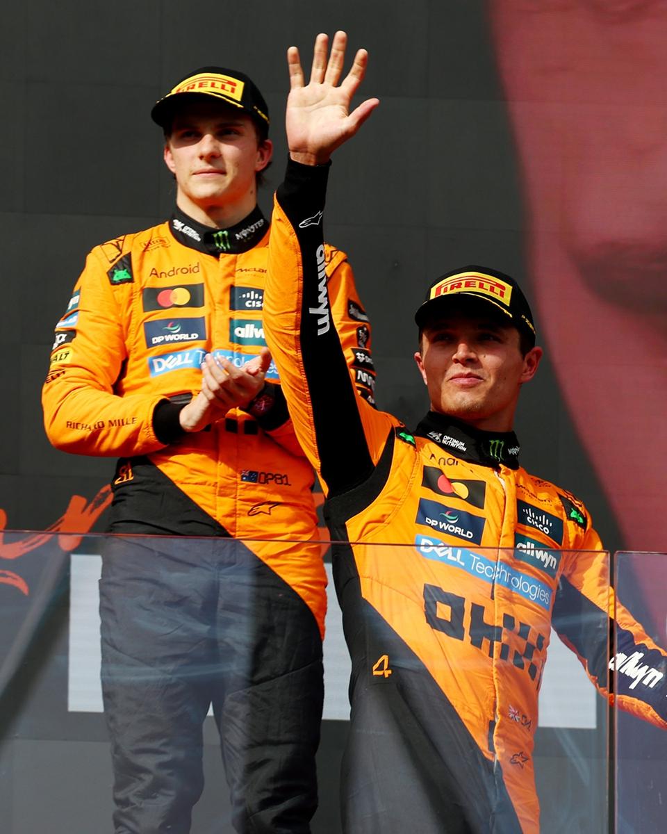 McLaren Formula 1 drivers Lando Norris and Oscar Piastri.