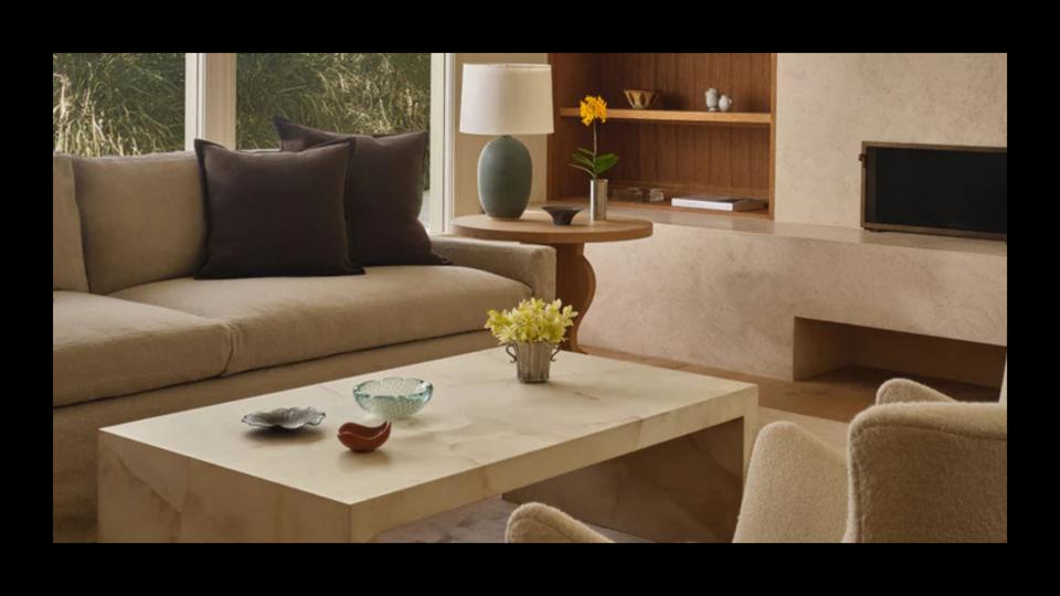 Lifestyle image featuring a variety of Jenni Kayne living room furniture in neutral colors