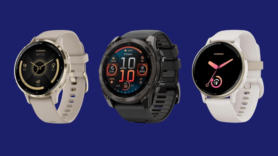 A selection of the best Garmin watches set against an indigo background.