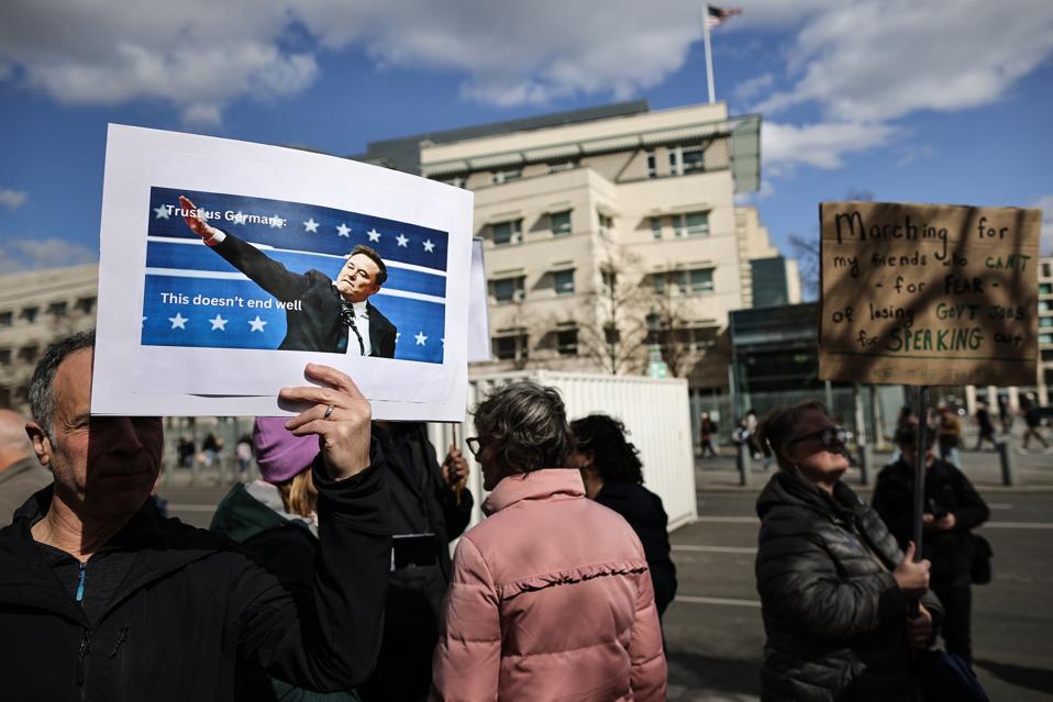 People Protest Against Donald Trump And Elon Musk In Berlin