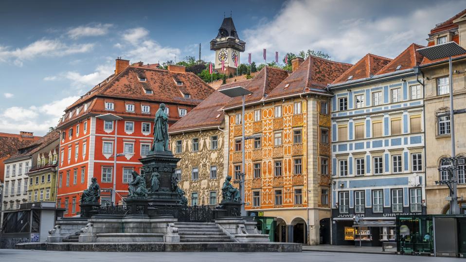 Central square in the Old Town of Graz, Austria