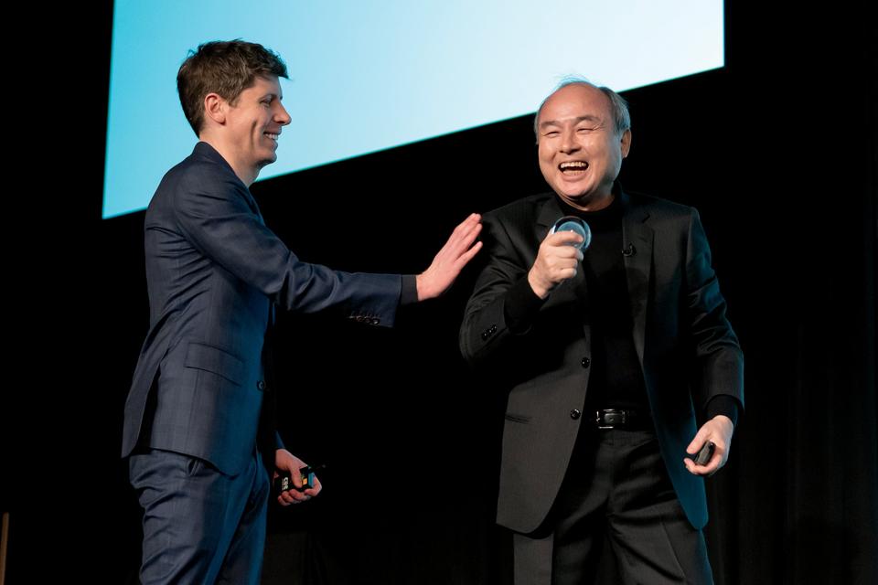 Sam Altman (L) and Masayoshi Son (R)