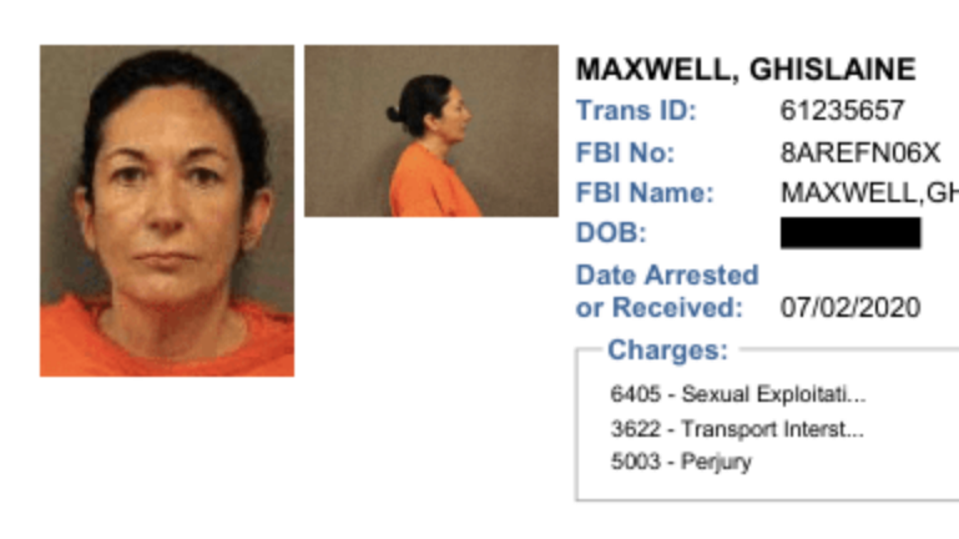 Ghislaine Maxwell Epstein files mugshot