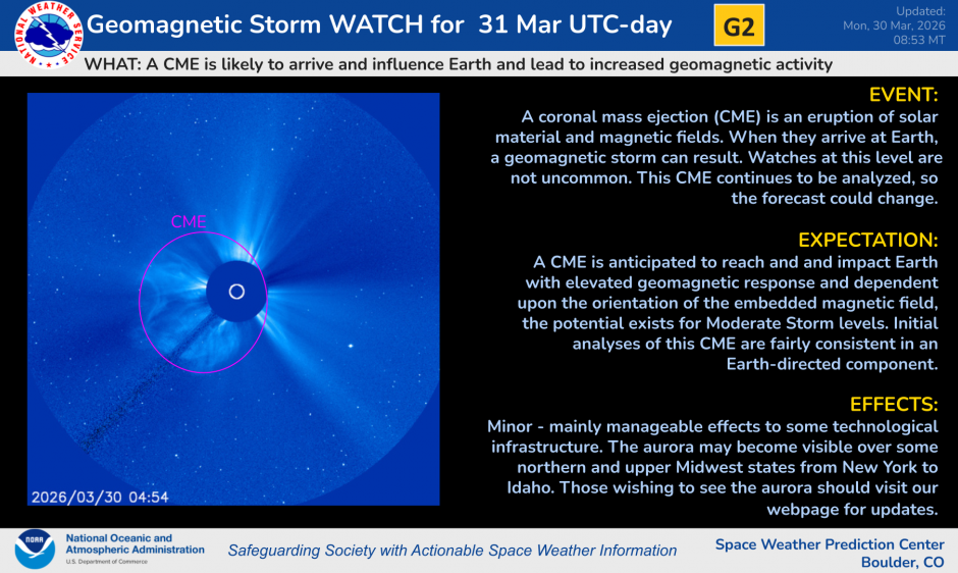 Peringatan Badai Geomagnetik: Aurora Borealis Bisa Tampak di AS Akhir Maret