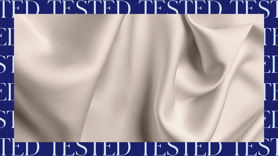 Close-up shot of Cozy Earth Bamboo Sheets with Forbes Vetted Tested border