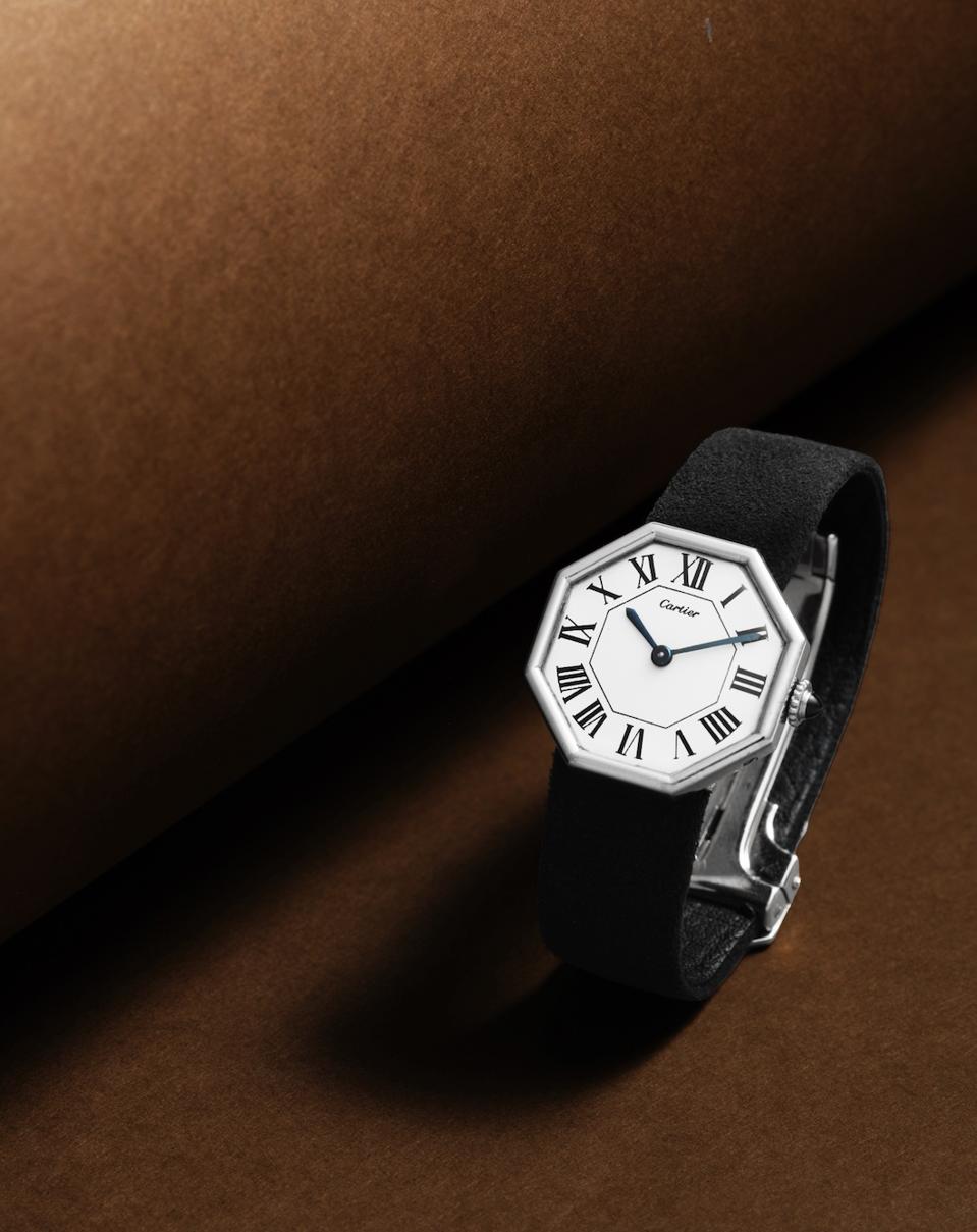 Cartier Octagonal, London, women's white gold watch. Estimate: $50,000-80,000