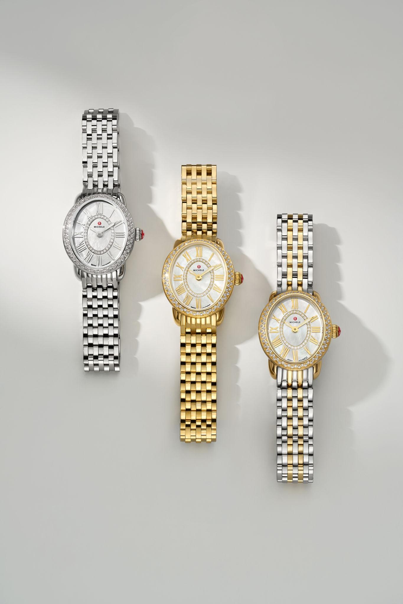 Michele Deco Mid Stainless Diamond Oval Dial Watch MICHELE Deco Madison Mid Diamond-Dial Watch, Silver/White  main image 4