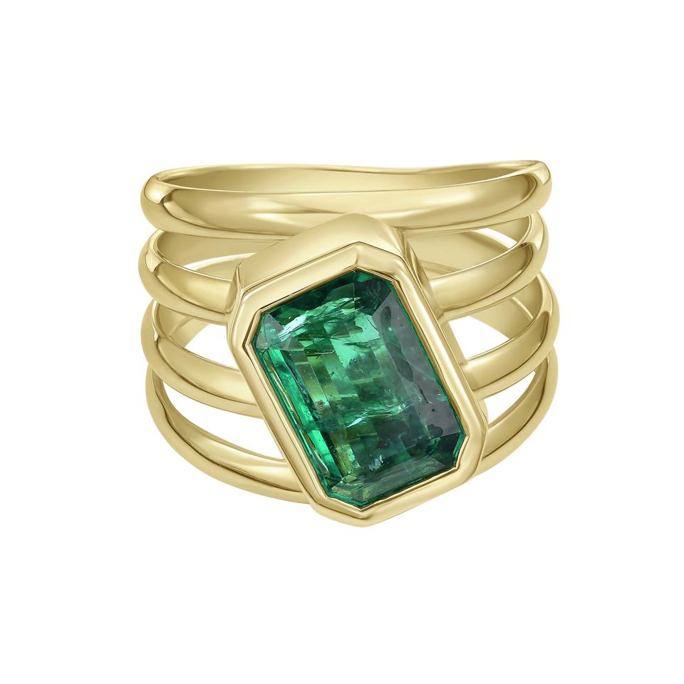 Lionheart Reign Emerald Wrap Ring in 18k gold and a 4.8-carat Zambian emerald