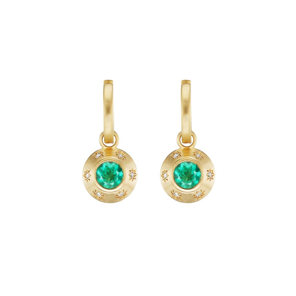 Ophelia Eve Emerald Starburst Drop Hoop