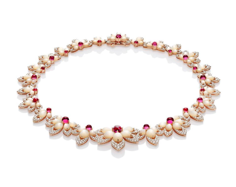 Roberto Coin Tiaré 18k gold necklace with rubellite, diamonds and mother-of-pearl
