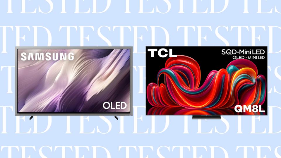 Two of the Best TVs on a light blue "Tested" background
