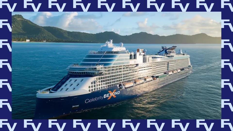 A lifestyle image of a cruise on a navy background.