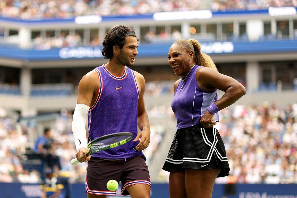 Carlos Alcaraz and Serena Williams during the U.S. Open's mixed doubles competition.