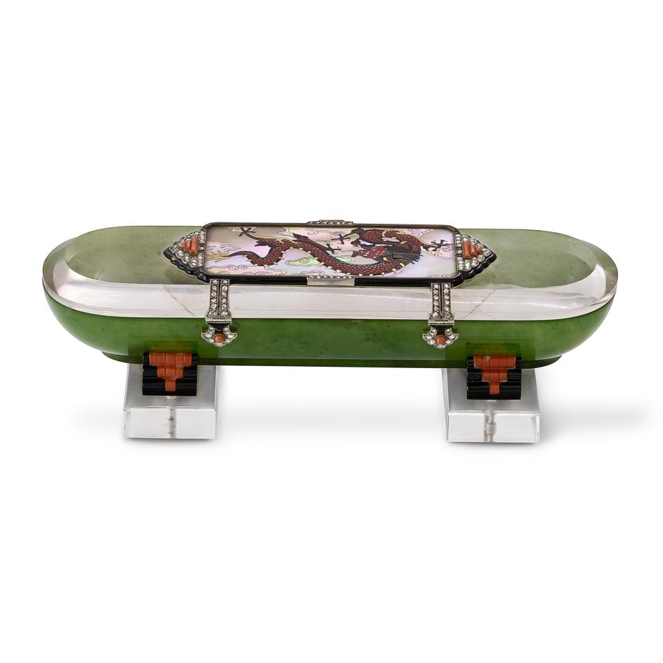 A Cartier Art Deco rock crystal cigarette box