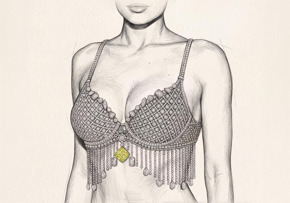 A sketch of the Victoria's Secret Fashion Bra by Jacob & Co.