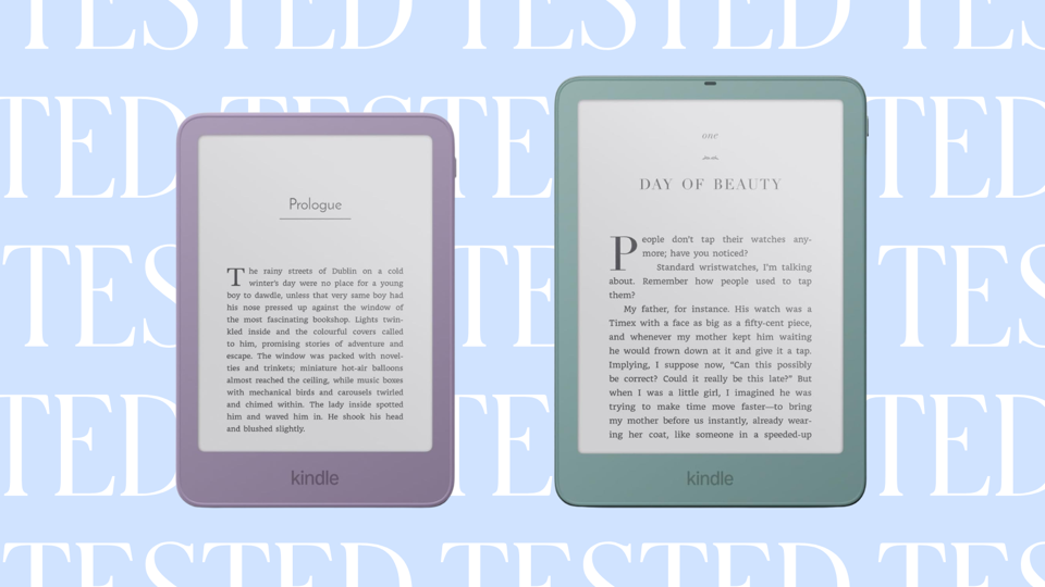 The Kindle and Kindle-Paperwhite (2026) against a blue and white background that says "tested."