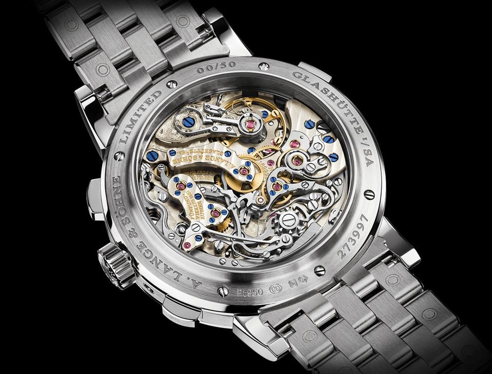 The movement of the A. Lange & Söhne Datograph Perpetual Calendar is fully decorated. 