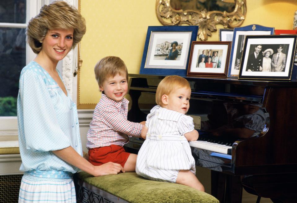 Diana, Princess of Wales with her sons, Prince William and Harry