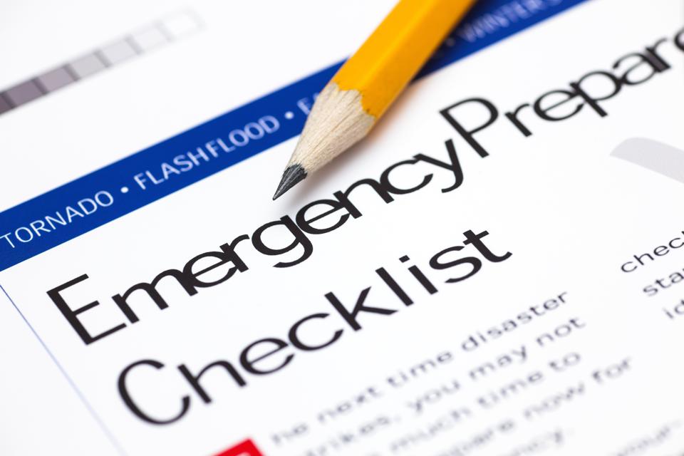 Emergency Preparedness Checklist with pencil.