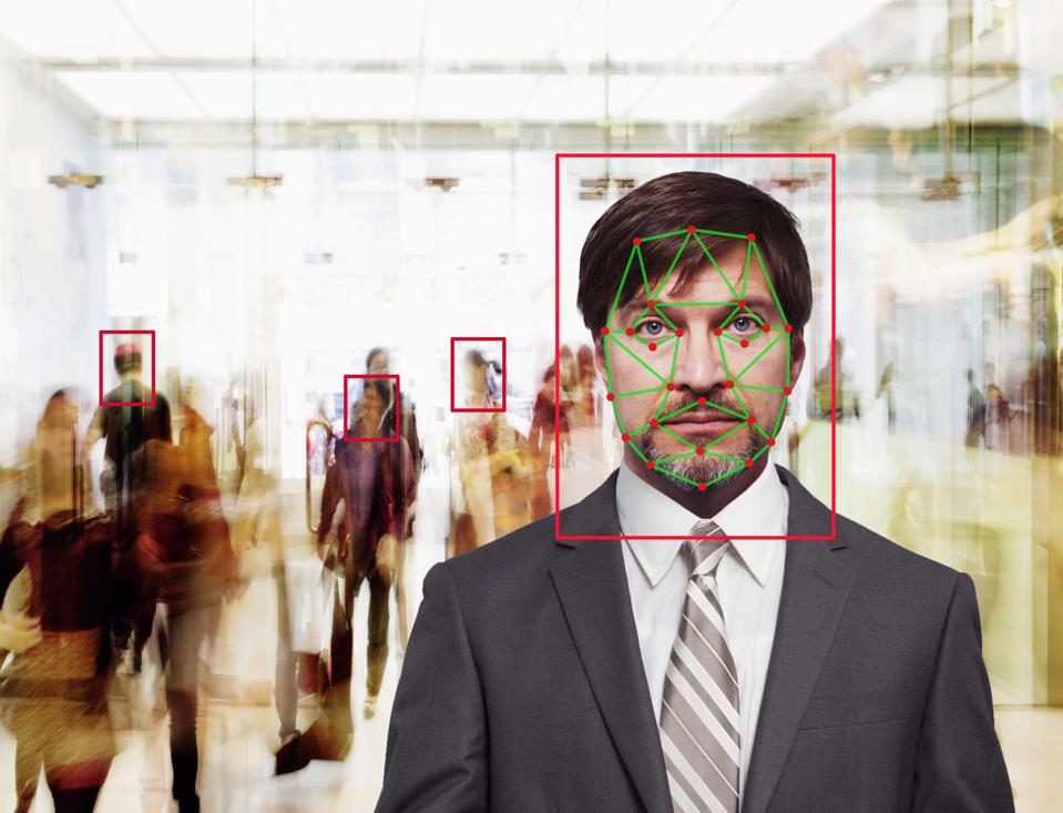 Facial recognition of Caucasian businessman