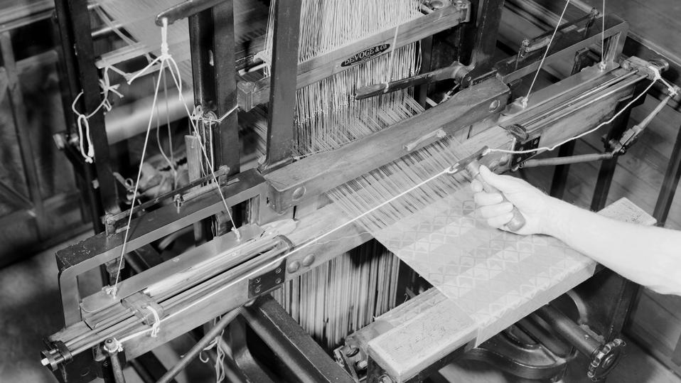Image: https://specials-images.forbesimg.com/imageserve/90741577/960x0.jpg?cropX1=0&cropX2=3504&cropY1=369&cropY2=2339 Flying shuttle for Jacquard loom c 1800s