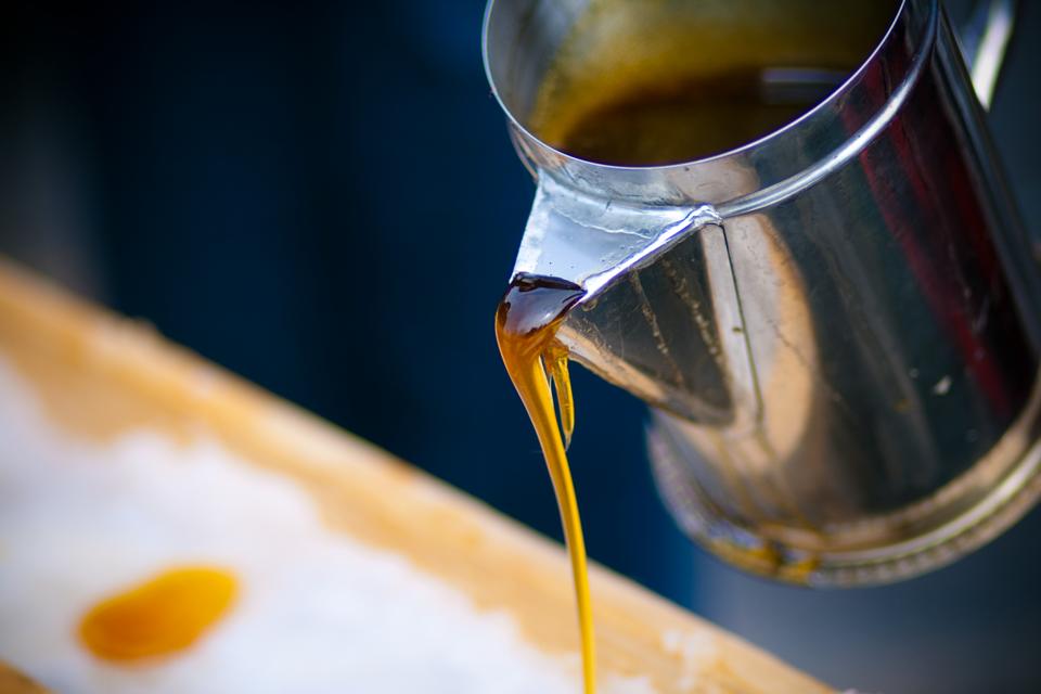 Maple syrup on ice