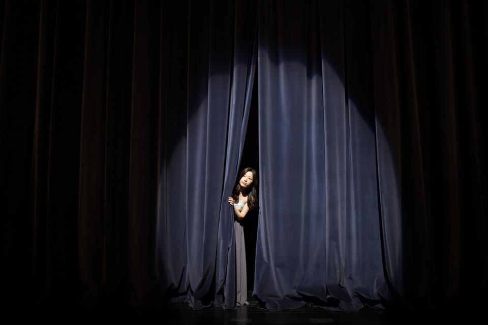 Pianist looking at audience