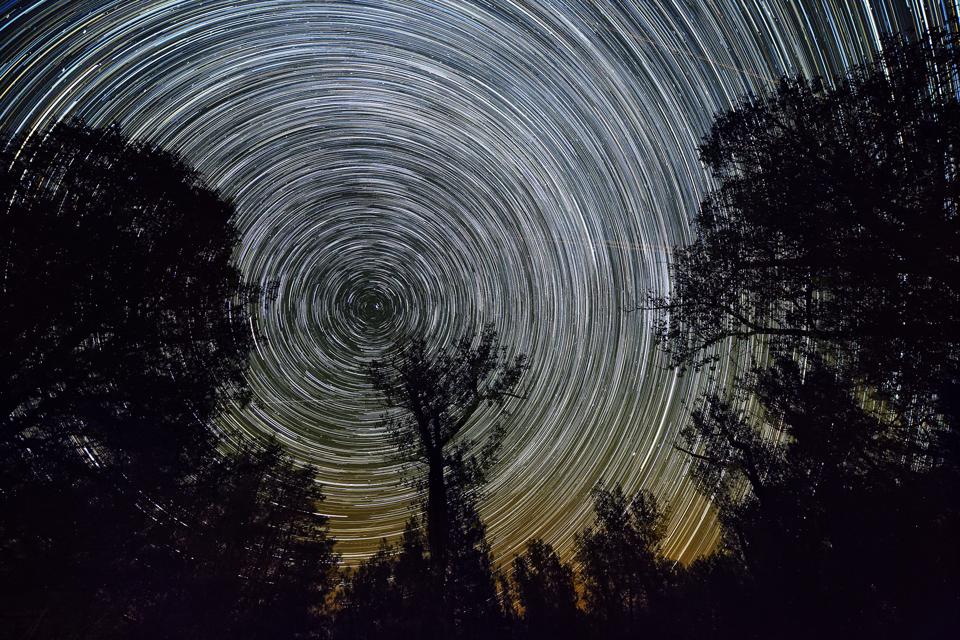 A startrail taken from Theodore Roosevelt National Park in North Dakota, which shows where the North Star is—close to the ″radiant point″ of this weekend's Ursids meteor shower.