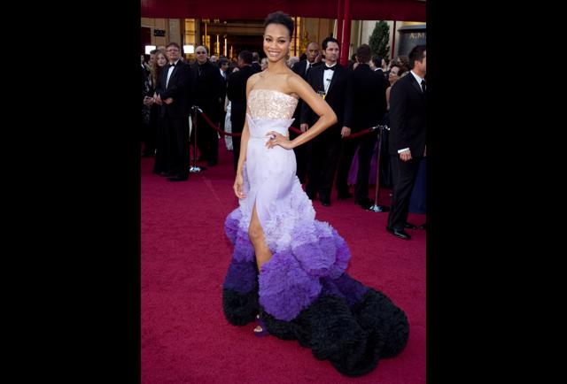 zoe saldana purple oscar dress Zoe Saldana had arrived on the 2025 Oscars red carpet #Oscars #Oscars2025 #GossattheOscars with @southwilliamclinic